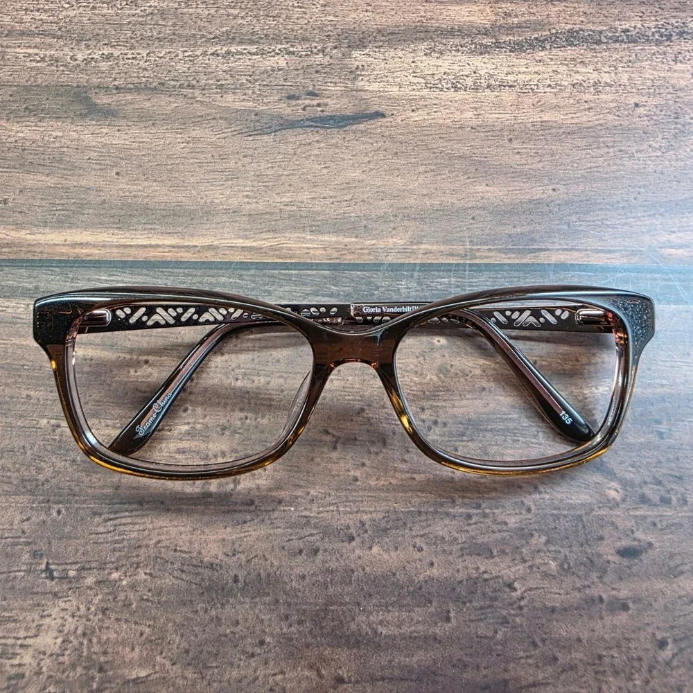 Gloria Vanderbilt 2002 Brown Cat Eye Eyeglasses Zyloware 183 Rose Gold Temples